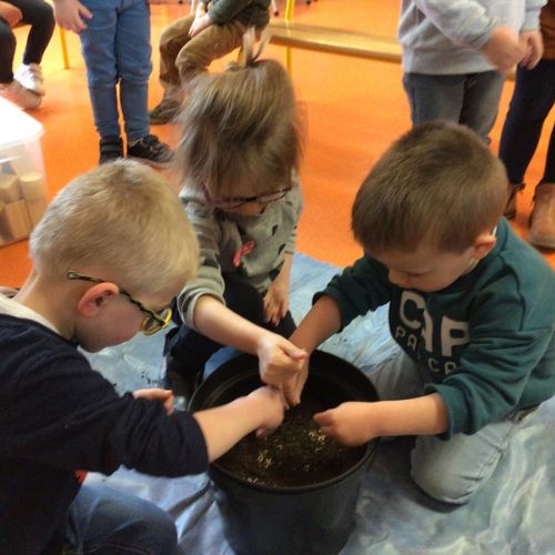 Les enfants de l'école au potager